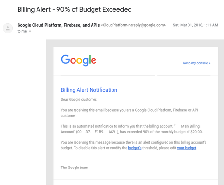 Budget alert