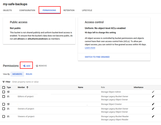 Cloud Storage bucket access