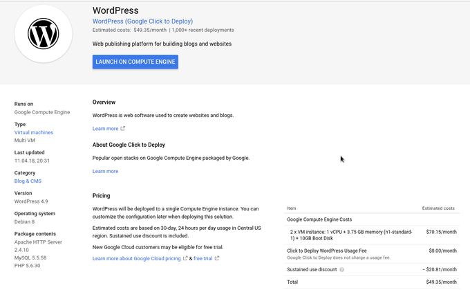 WordPress Google Cloud