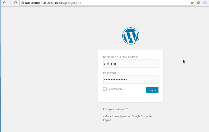 Wordpress login